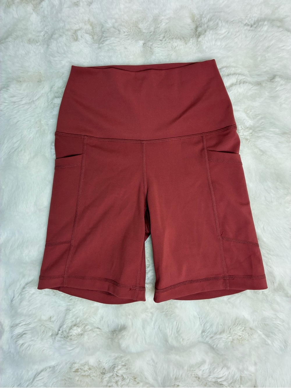 Yogalicious High-Waist Bike Shorts in Deep Rust